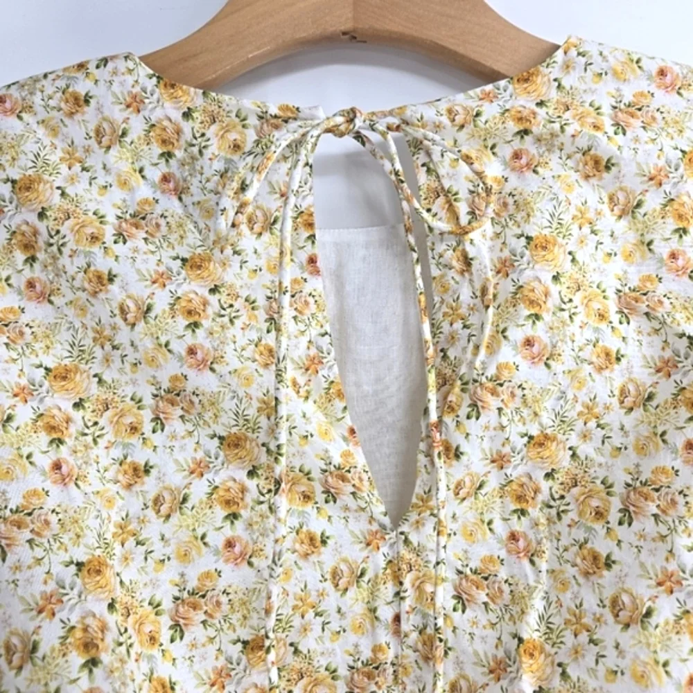 Anthropologie Significant Other Balloon Sleeves Cropped Blouse‎ Ditsy Flo…